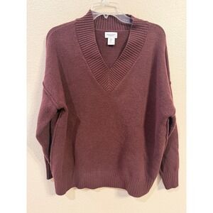 Song of Style AIMEE SONG Sweater Womens  Burgundy Excellent Ribbed Knit Pullover